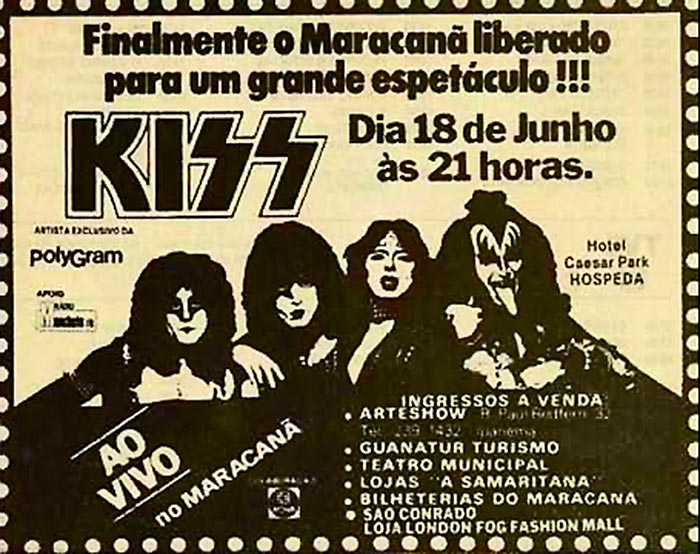 Anúncio confirmava o show do Kiss no Maracanã | Imagem: reprodução