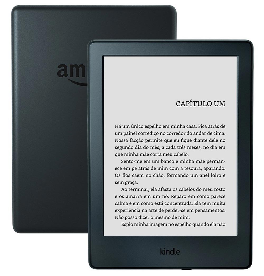 Novo Amazon Kindle, com design mais fino e leve, disponível nas cores preta ou branca | Foto: divulgação