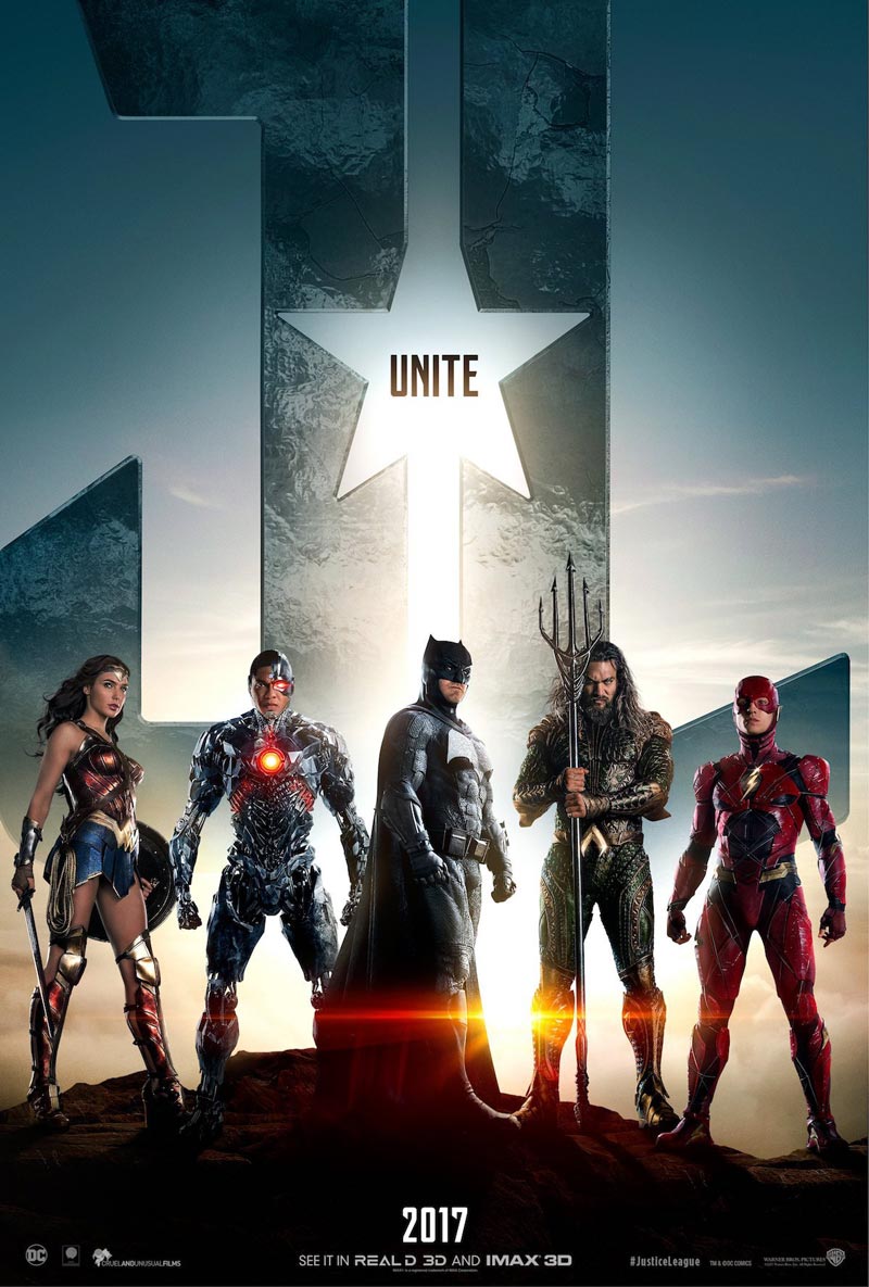 "Liga da Justiça", o pôster com os cinco heróis