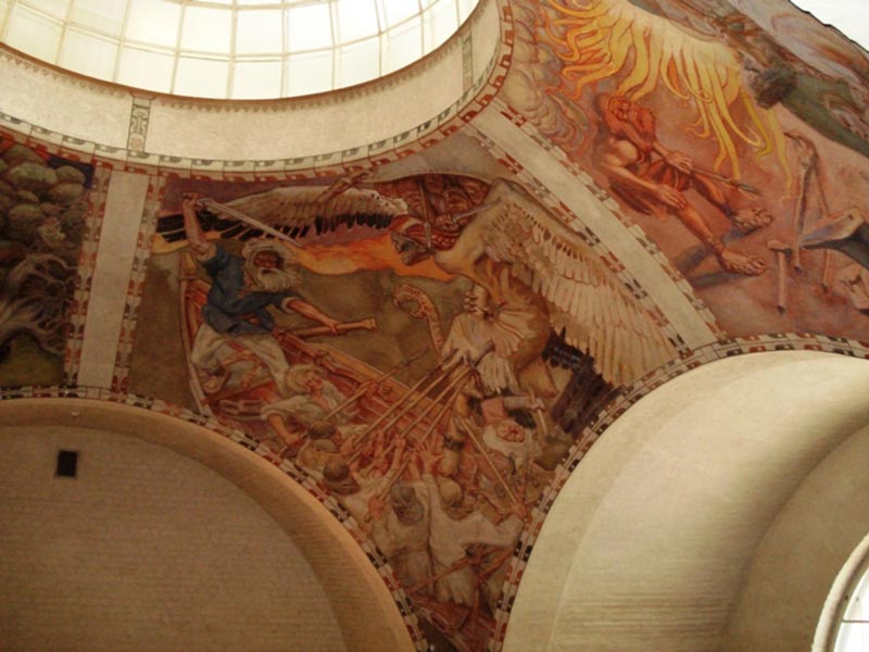 Pintura dos afrescos de Kalevala do Museu Nacional com base nos afrescos da Feira Mundial de Paris | Foto: arquivo pessoal