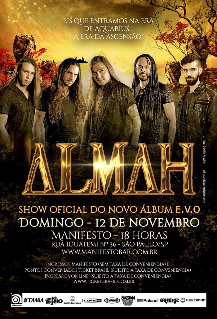Almah: cartaz do show no Manifesto Bar (São Paulo/SP)