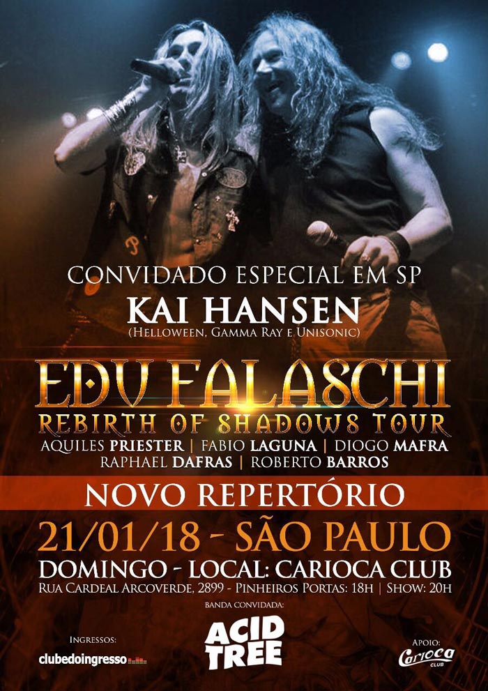 Flyer do show de Edu Falaschi no Carioca Club
