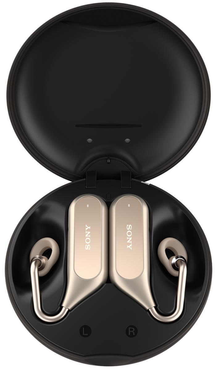 Xperia Ear Duo estará disponível nas cores preto ou dourado e terá estojo com três cargas adicionais da bateria | Foto: divulgação