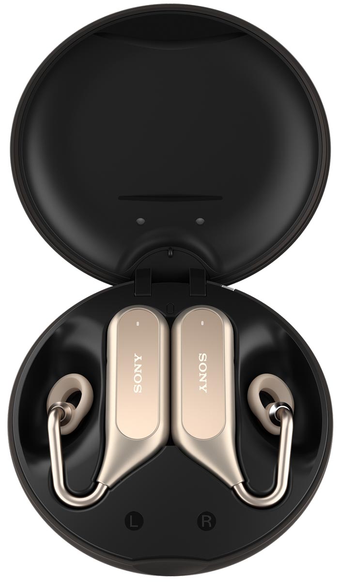 Xperia Ear Duo estará disponível nas cores preto ou dourado e terá estojo com três cargas adicionais da bateria | Foto: divulgação