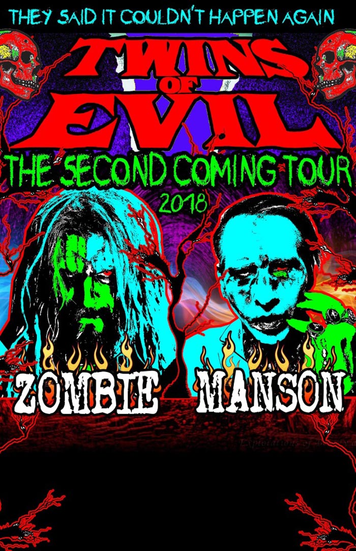 "Twins of Evil - The Second Coming", nova turnê com Rob Zombie e Marilyn Manson como co-headliners | Imagem: divulgação