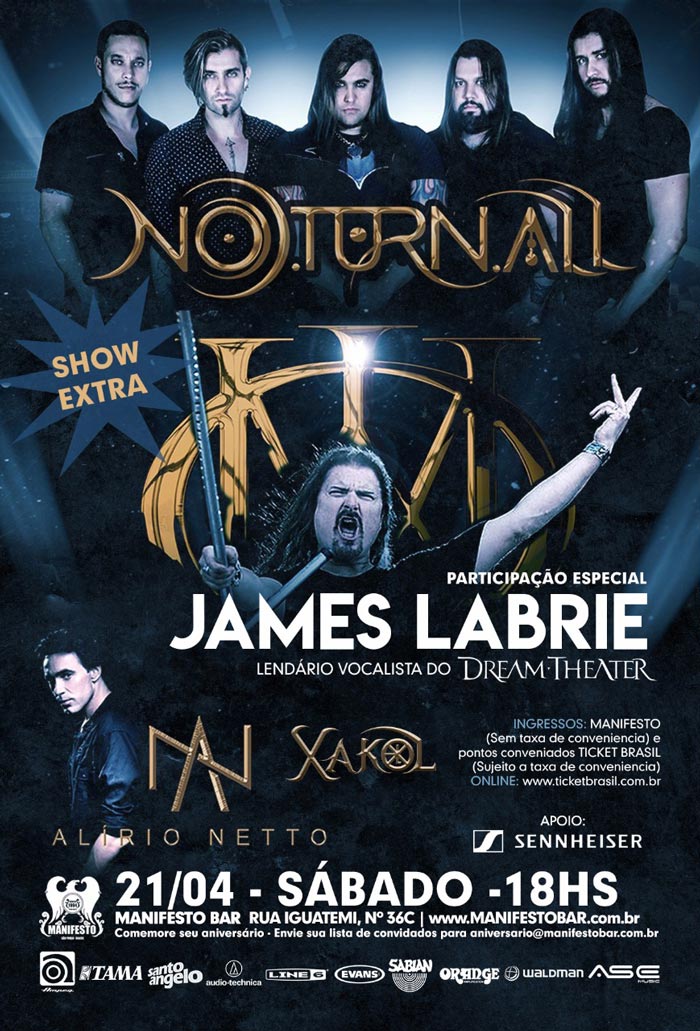 Show extra de Noturnall e Alirio Netto com James Labrie no Manifesto Bar | Imagem: divulgação