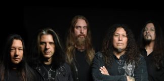 Testament: Eric Peterson, Alex Skolnick, Steve Di Giorgio, Chuck Billy e Gene Hoglan | Foto: divulgação
