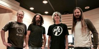 Voivod: Daniel "Chewy" Mongrain, Dominique "Rocky" Laroche, Michel "Away" Langevin e Denis "Snake" Bélanger | Foto: Eric Massicotte