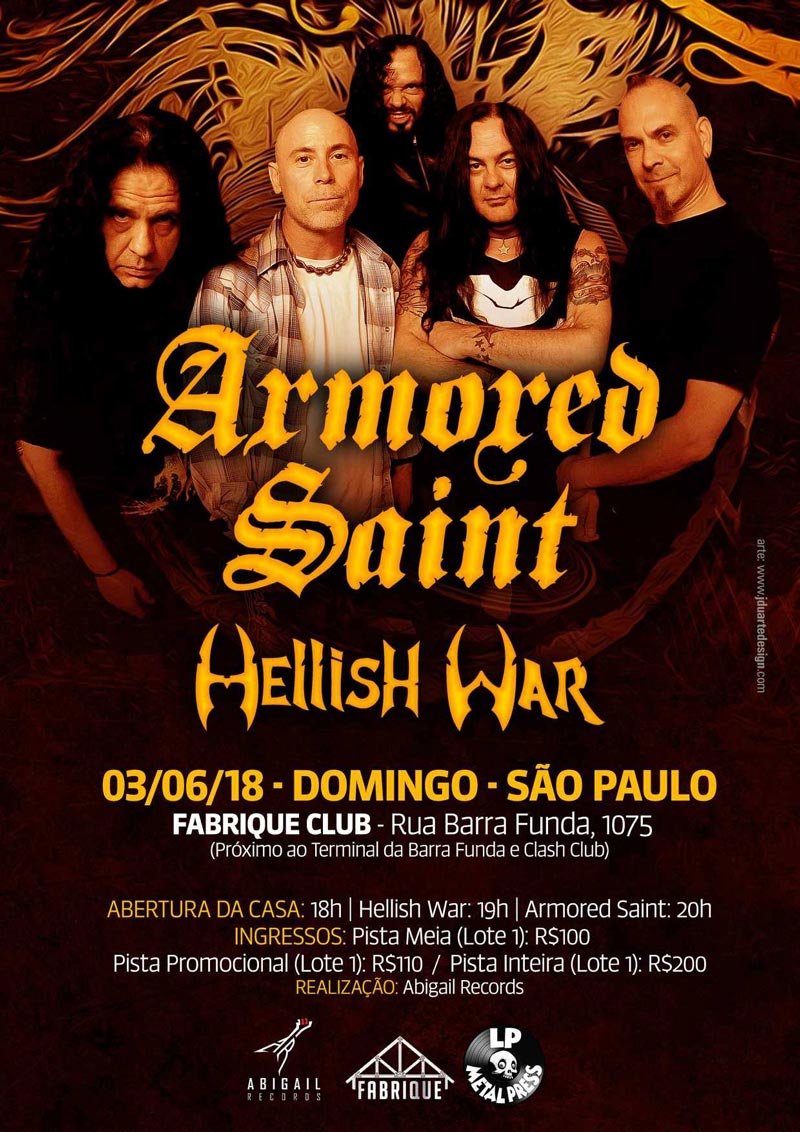 Armored Saint e Hellish War em São Paulo/SP | Imagem: divulgação
