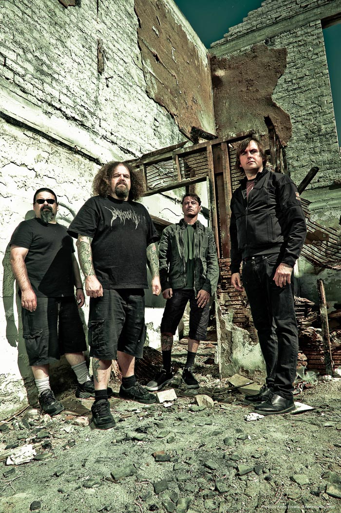 Napalm Death: Danny Herrera, Shane Embury, Mitch Harris e Mark "Barney" Greenway | Foto: Kevin Estrada