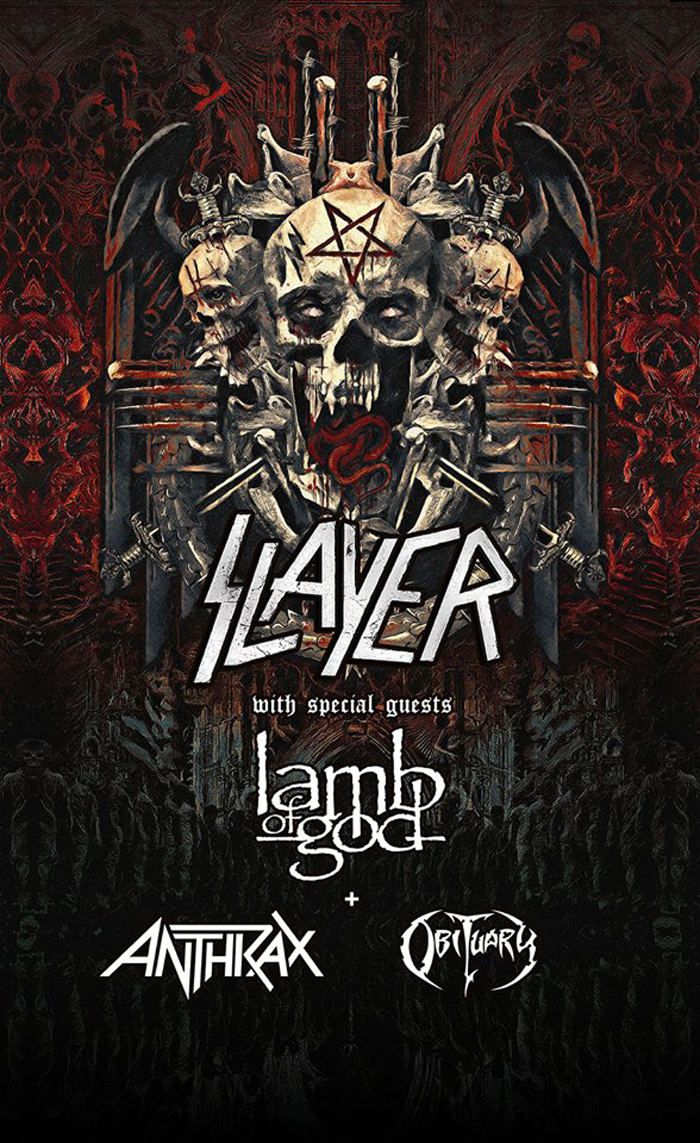 Cartaz da turnê de Slayer, Lamb of God, Anthrax e Obituary | Imagem: divulgação