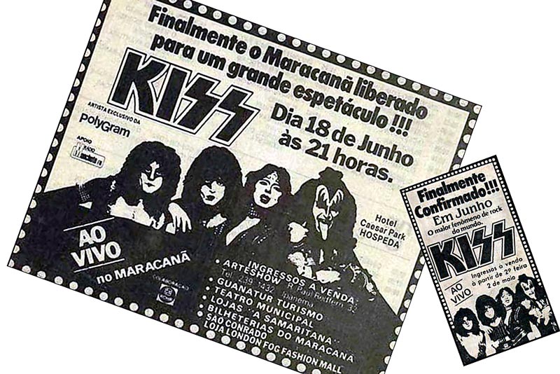 Publicidade sobre o show do Kiss no Maracanã | Imagens: reprodução