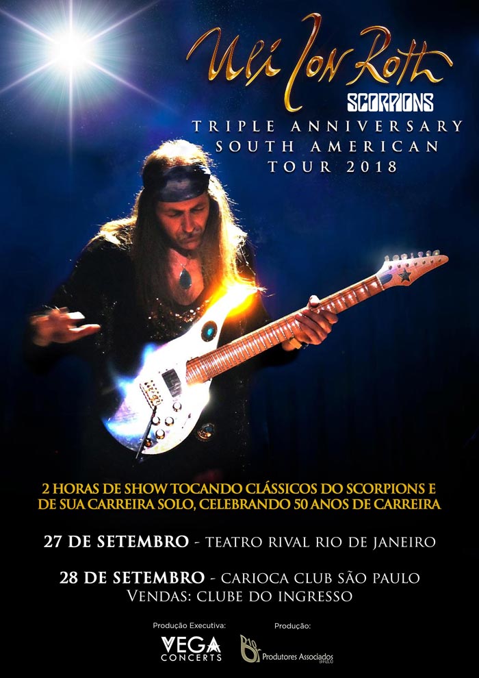 Cartaz do show do Uli Jon Roth no Rio de Janeiro e São Paulo | Imagem: divulgação - Vega Concerts